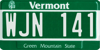 VT license plate WJN141