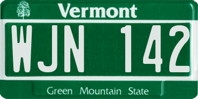 VT license plate WJN142