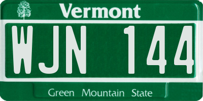 VT license plate WJN144