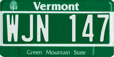 VT license plate WJN147