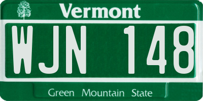 VT license plate WJN148