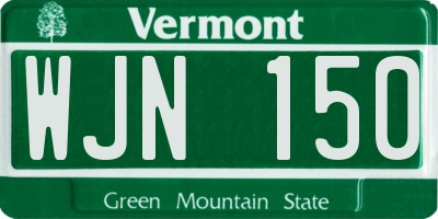 VT license plate WJN150