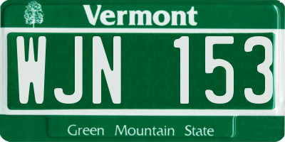 VT license plate WJN153