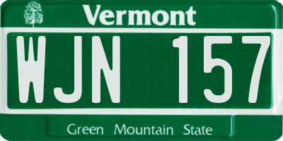 VT license plate WJN157