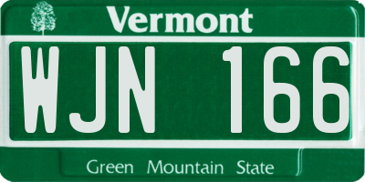 VT license plate WJN166