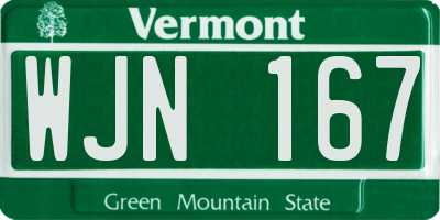 VT license plate WJN167