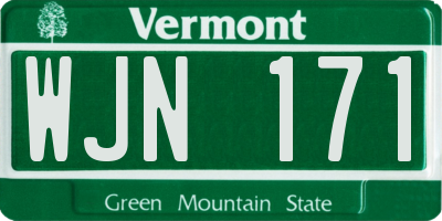 VT license plate WJN171