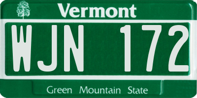 VT license plate WJN172