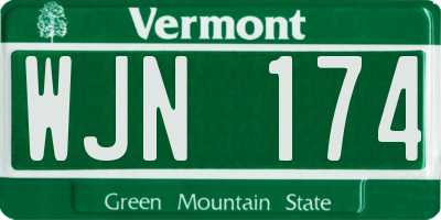 VT license plate WJN174