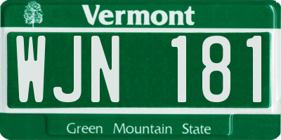 VT license plate WJN181
