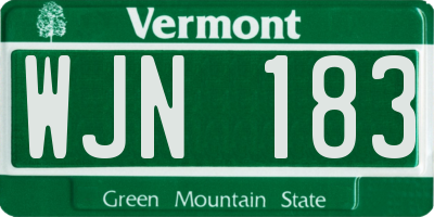 VT license plate WJN183