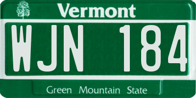 VT license plate WJN184