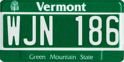 VT license plate WJN186