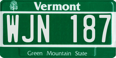 VT license plate WJN187