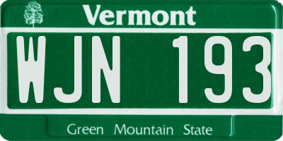 VT license plate WJN193