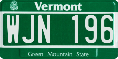 VT license plate WJN196