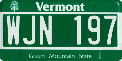 VT license plate WJN197