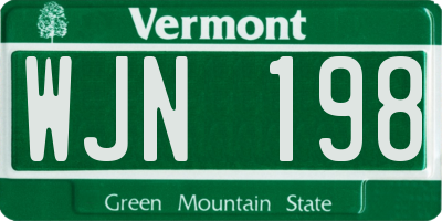 VT license plate WJN198