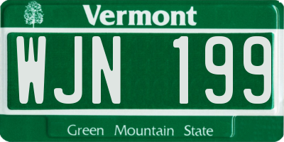 VT license plate WJN199