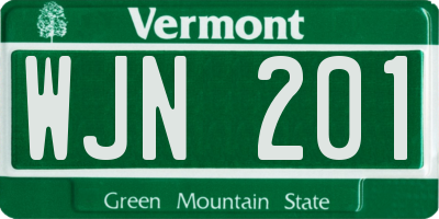 VT license plate WJN201