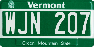 VT license plate WJN207