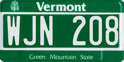 VT license plate WJN208