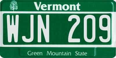 VT license plate WJN209