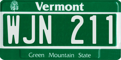 VT license plate WJN211