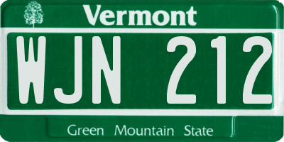 VT license plate WJN212