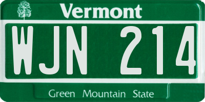 VT license plate WJN214