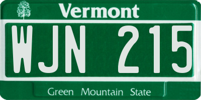 VT license plate WJN215