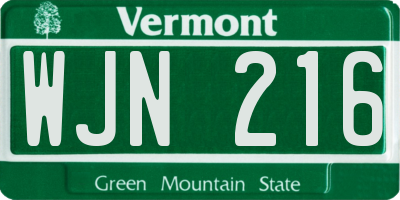 VT license plate WJN216