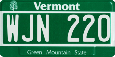 VT license plate WJN220