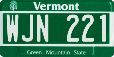 VT license plate WJN221