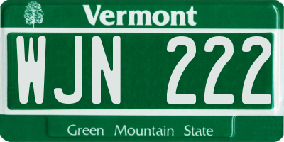 VT license plate WJN222