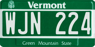 VT license plate WJN224