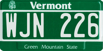 VT license plate WJN226