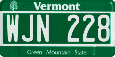 VT license plate WJN228