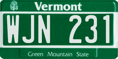 VT license plate WJN231