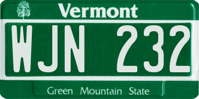 VT license plate WJN232