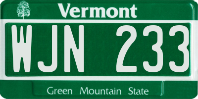 VT license plate WJN233