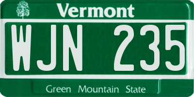 VT license plate WJN235
