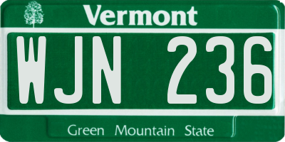VT license plate WJN236