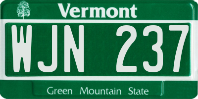 VT license plate WJN237
