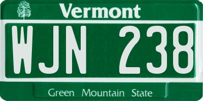VT license plate WJN238
