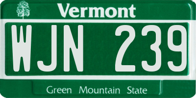 VT license plate WJN239