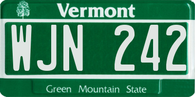 VT license plate WJN242