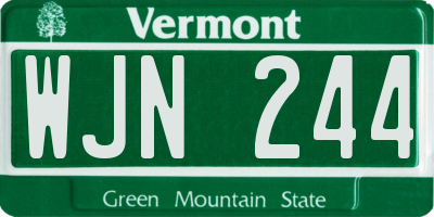 VT license plate WJN244