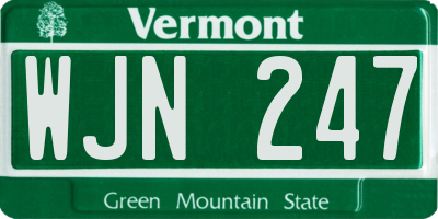 VT license plate WJN247