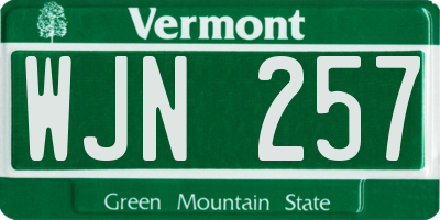 VT license plate WJN257